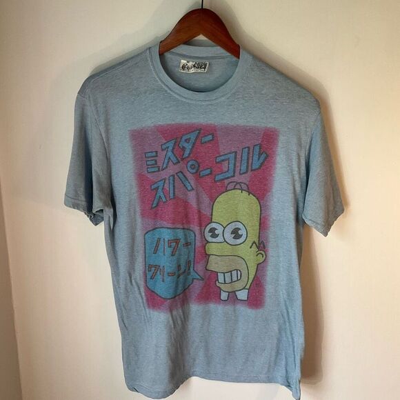 Simpsons Mr Sparkle Japanese Vintage 90’s Changes TShirt, L. Light Blue. Rare! - Picture 4 of 12